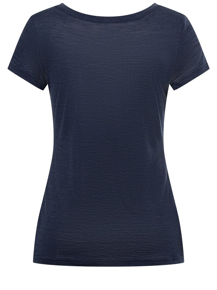 T-Shirt Print, SUPER.NATURAL TEE W Iris lässiger Merino Melange/Cloud Blue Print-Shirt Merino-Materialmix SARDA Blue