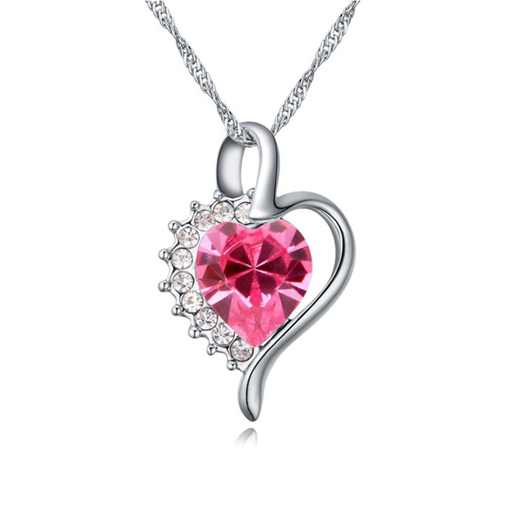 BUNGSA Ketten-Set Messing Necklace Crazy Halskette Silber Heart (1-tlg), Kette Damen aus