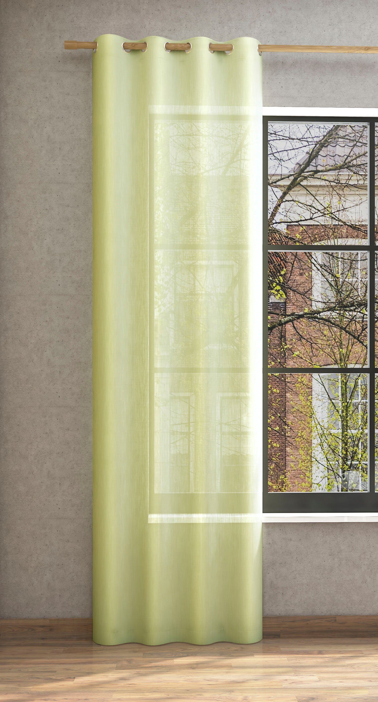 Vorhang Libre-ECO, Neutex for you!, Ösen (1 St), halbtransparent, Jacquard, Nachhaltig, Breite 142 cm, nach Maß grün | Fertiggardinen