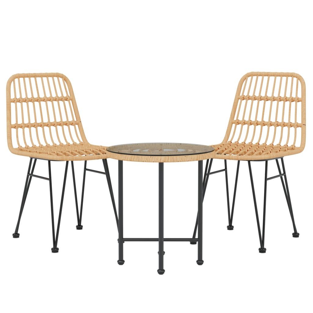 vidaXL Garten-Essgruppe 3-tlg. Garten-Essgruppe Poly Rattan, (3-tlg)