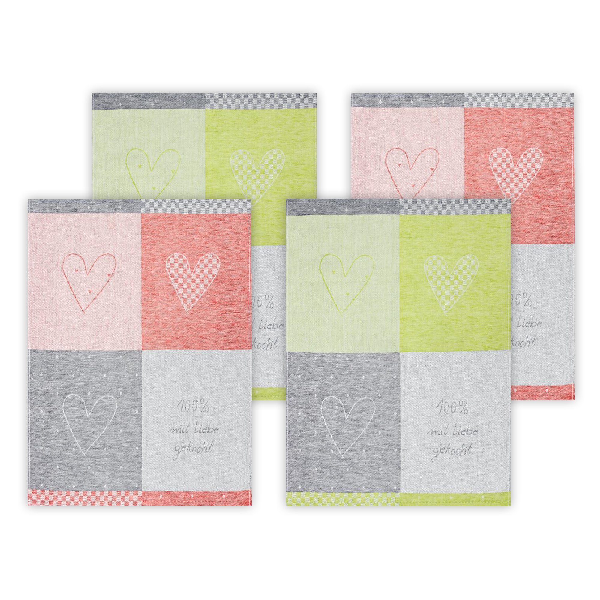 Kracht Geschirrtuch 100% Liebe, (Set, 4-tlg., günstig online kaufen