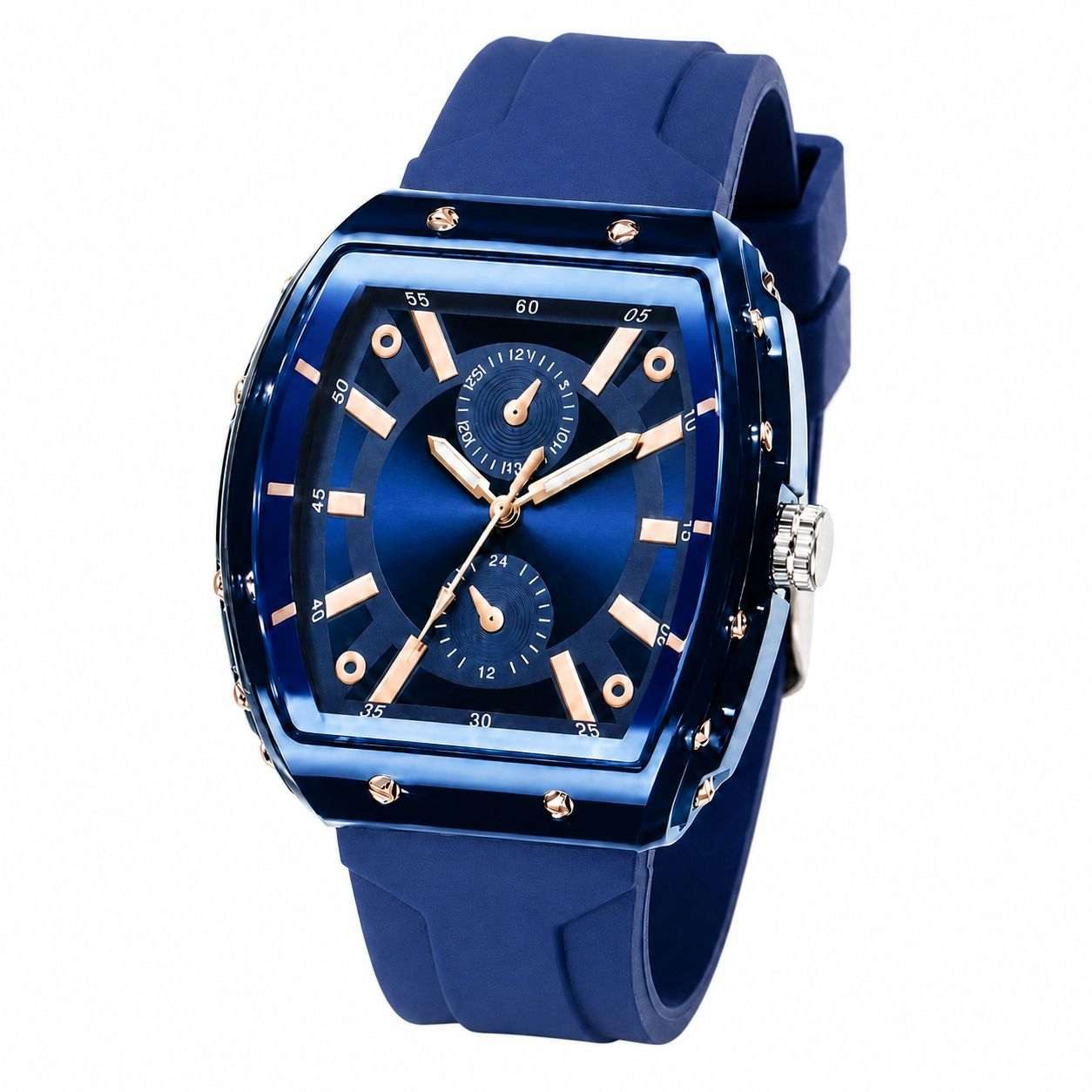 Taffstyle Quarzuhr Analoge Armbanduhr mit Quarzwerk Silikonarmband und eckigem Gehäuse, (Markante Sportliche Freizeituhr im Statement Look für Alltag und moderne Outfits - Geschenke für Männer), ideal auch als Geschenk