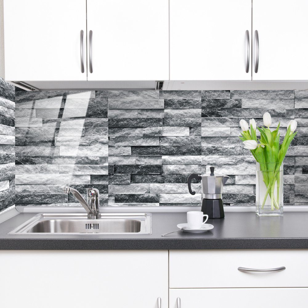 COOL-i ® Fliesenaufkleber Klebefliesen 12 Stück -20cm x 10cm, 3D Fliesenaufkleber (Marmor Optik), PVC Wasserfest,Selbstklebend,Hitzebeständig,Starke Klebefähigkeit