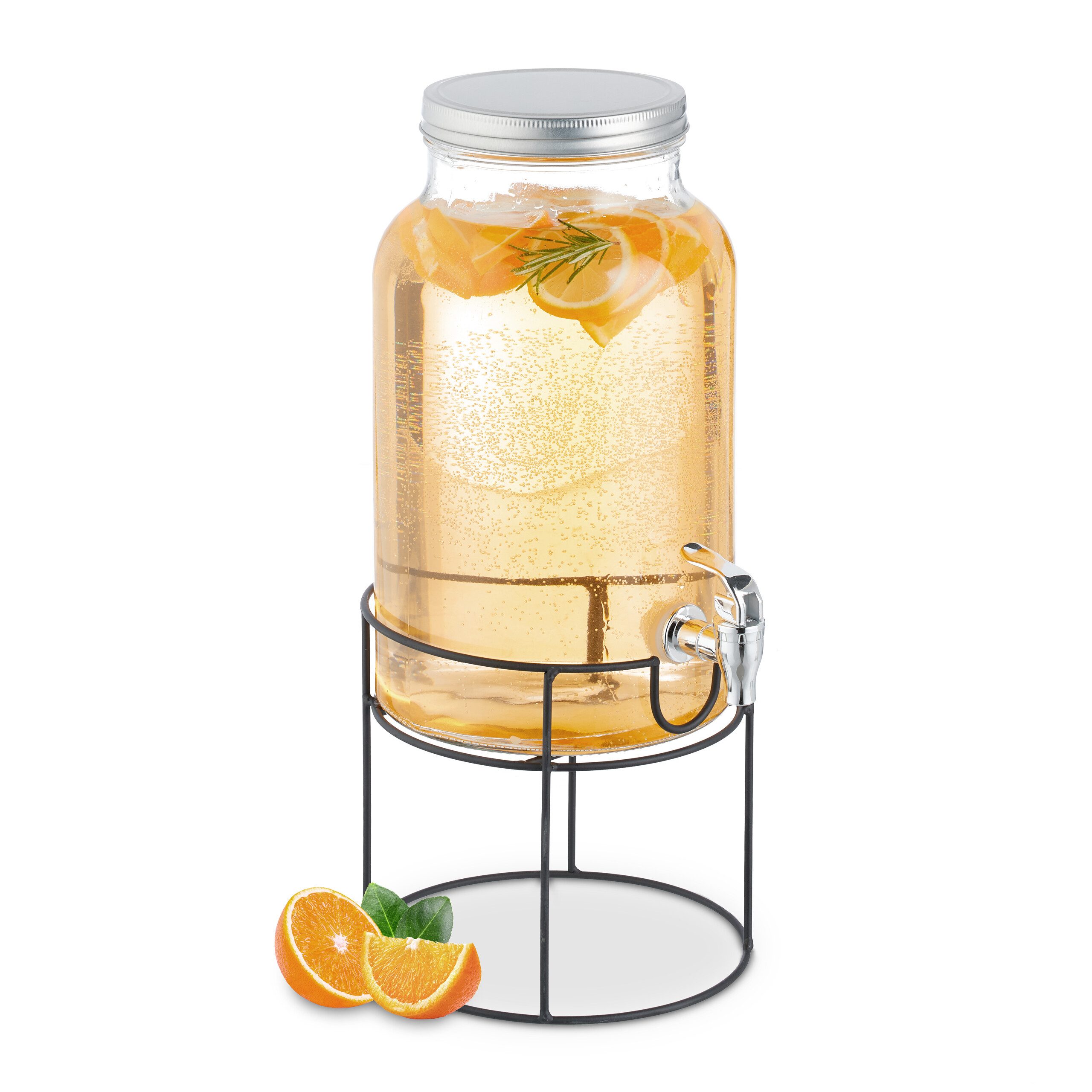 relaxdays Getränkespender mit Ständer, 6 Liter