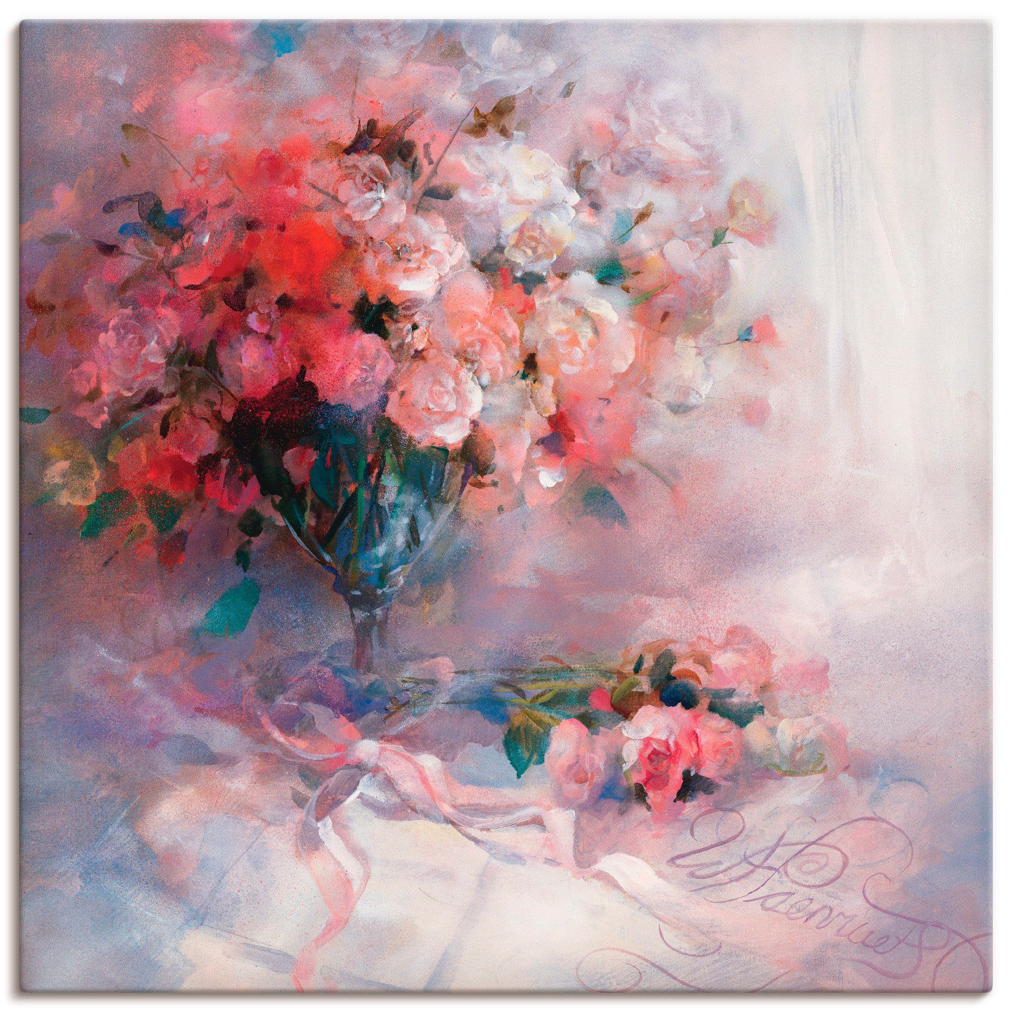 Artland Leinwandbild Rosenstrauß, Blumen (1 St), auf Holzrahmen gespannt