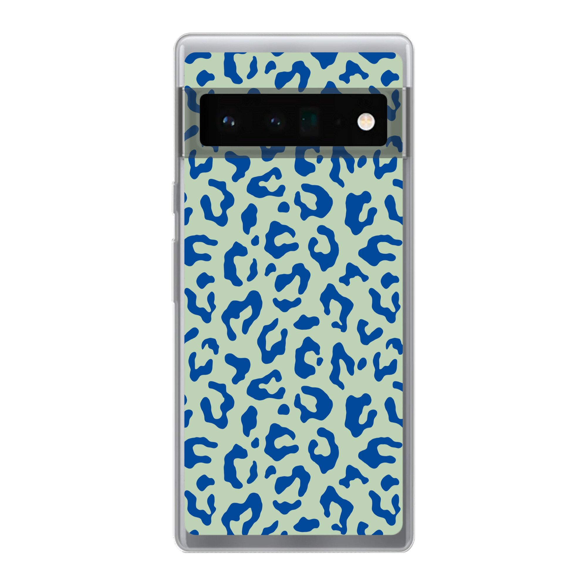 MuchoWow Handyhülle für Google Pixel 6 Pro Pantherdruck - Blau - Grün - Tierdruck, Handy Case, Silikon, Bumper Case Dünn