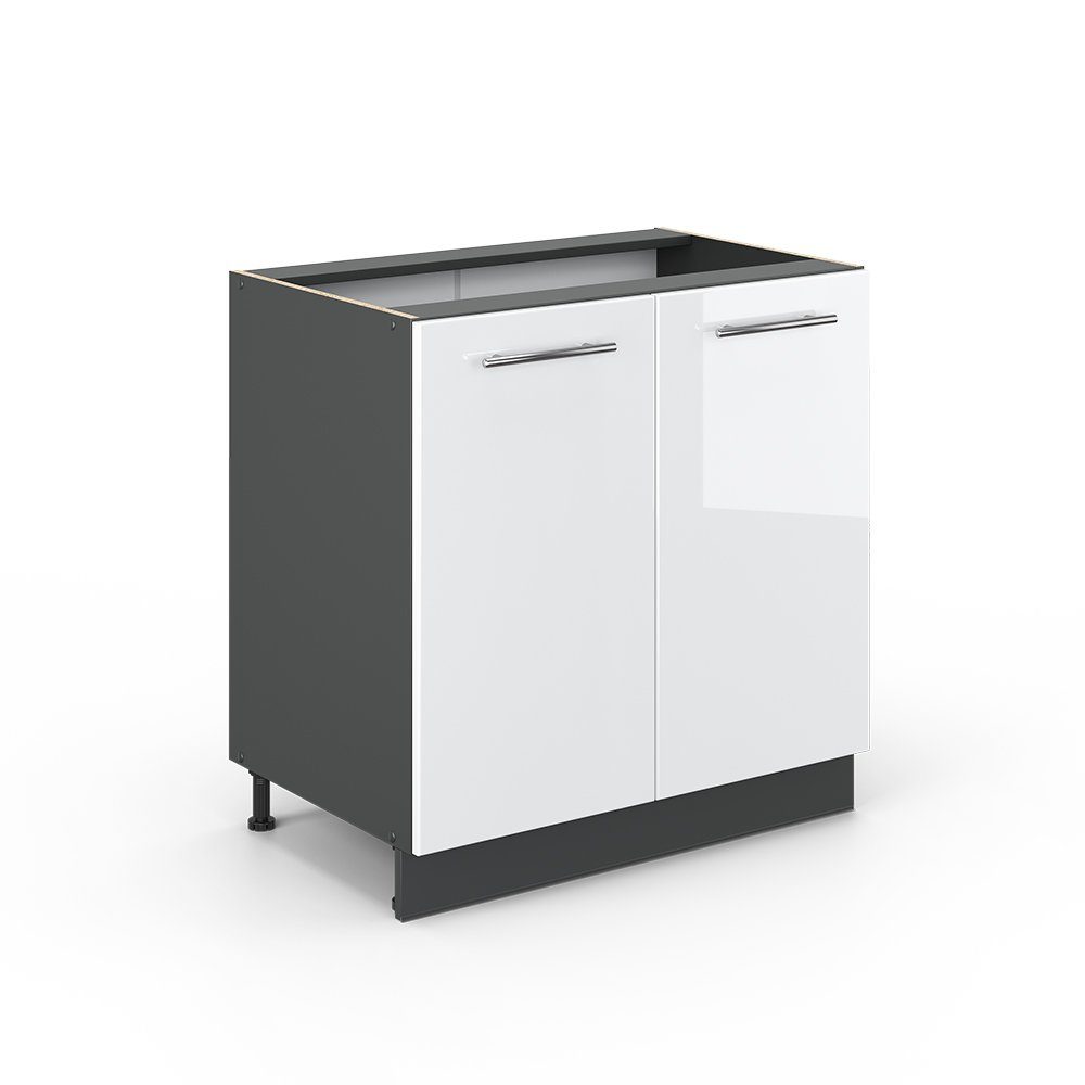 Vicco Spülenunterschrank Fame-Line, Weiß Hochglanz/Anthrazit, 80 günstig online kaufen