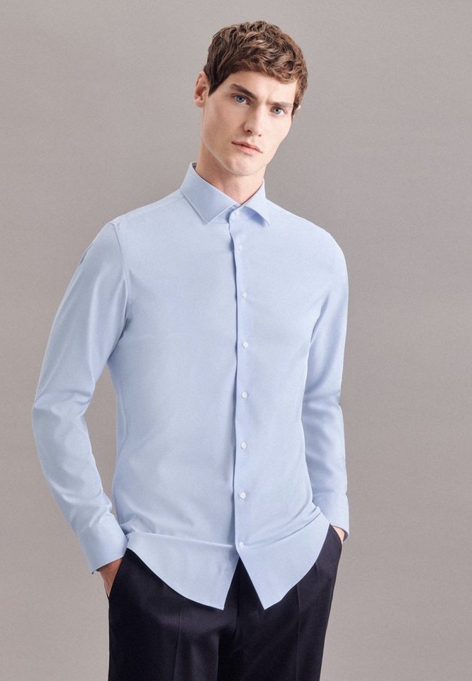 Shaped Kentkragen 93% 7% Businesshemd seidensticker Shaped Polyester Uni, Material: Elastan Langarm