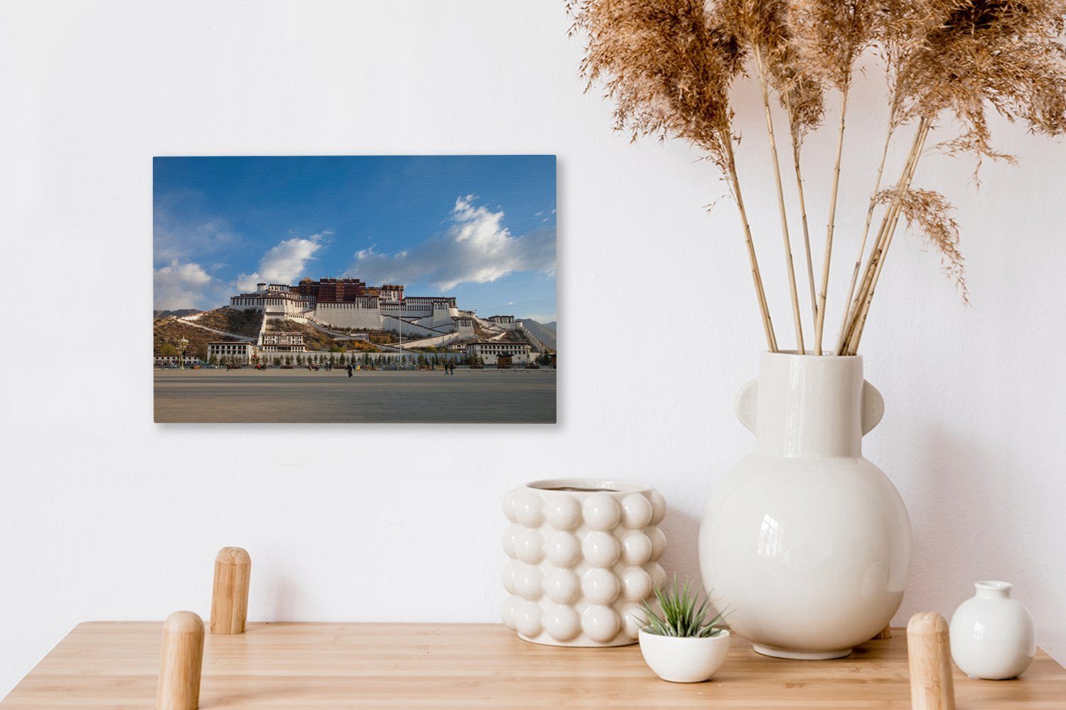 OneMillionCanvasses® Leinwandbild Potala-Palast Himmel über dem in Blauer (1 Leinwandbilder, St), Wanddeko, Wandbild China, 30x20 Aufhängefertig, cm