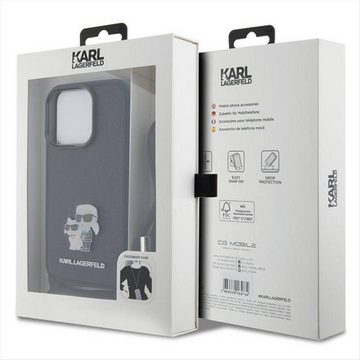 KARL LAGERFELD Smartphone-Hülle Karl Lagerfeld Apple iPhone 15 Pro Schutzhülle Saffiano Metal Pin