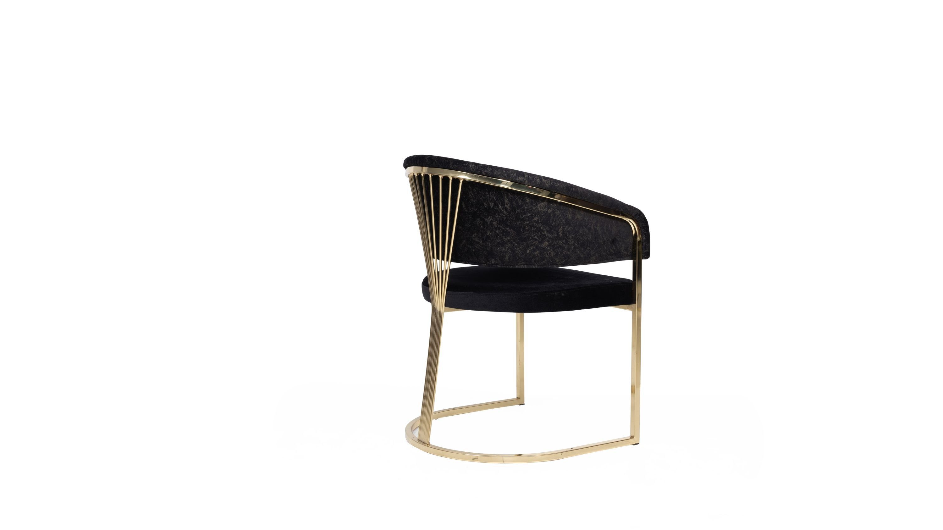 Hand 6 (Stuhl - Esszimmerstuhl Quality, Made Turkey, Gold St), enthält, Made Villa Quality Schwarz Möbel Set: Set Luxus-Microfaser in Casa