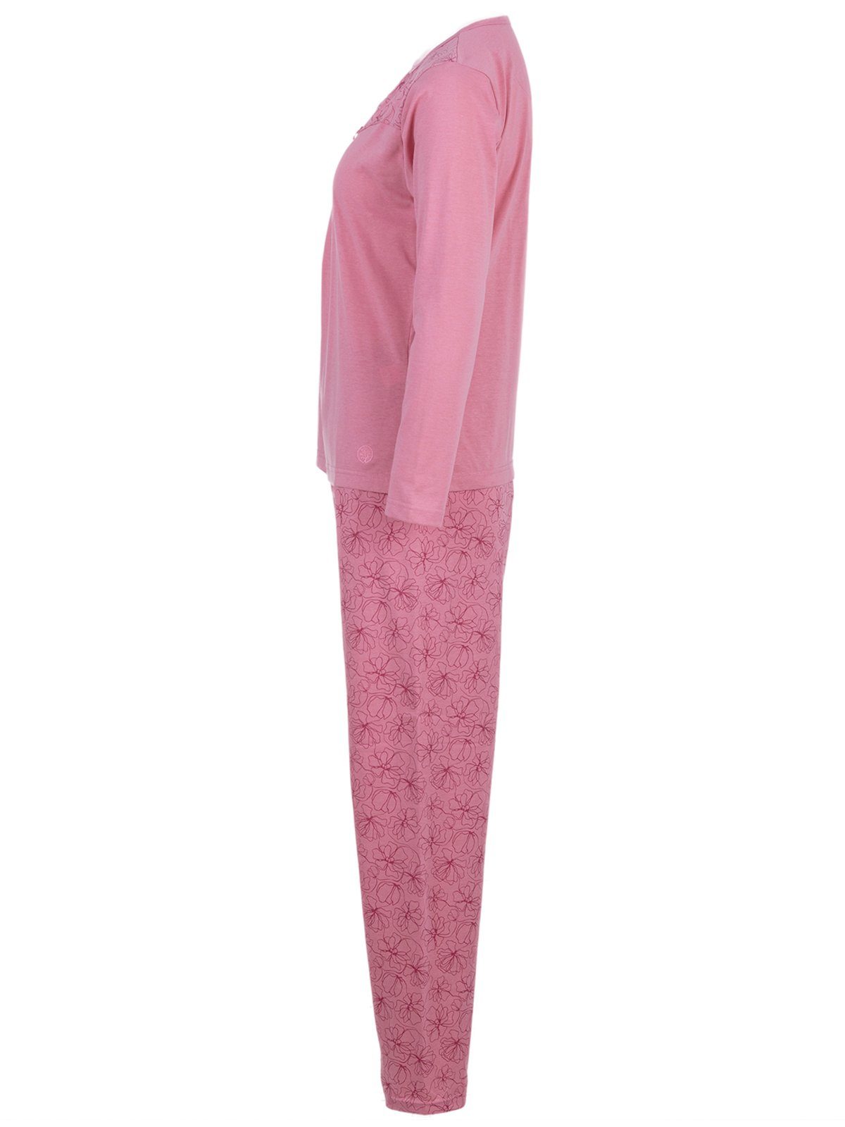 zeitlos Schlafanzug Pyjama Set Langarm - Blüten Floral Kellerfalte günstig online kaufen
