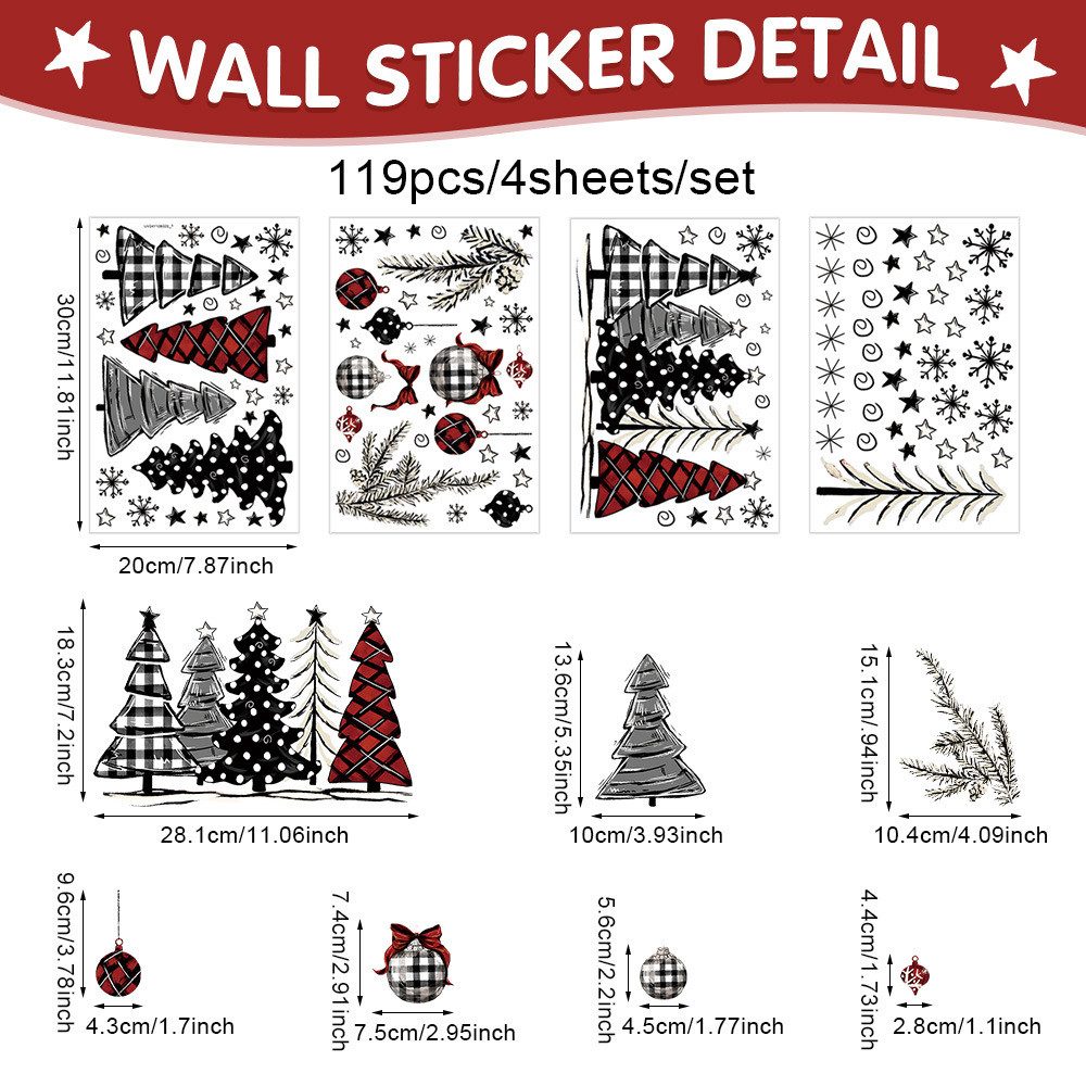 FELIXLEO Fensterdekoration 119 Stück Weihnachts-Fensteraufkleber, schwarzer günstig online kaufen