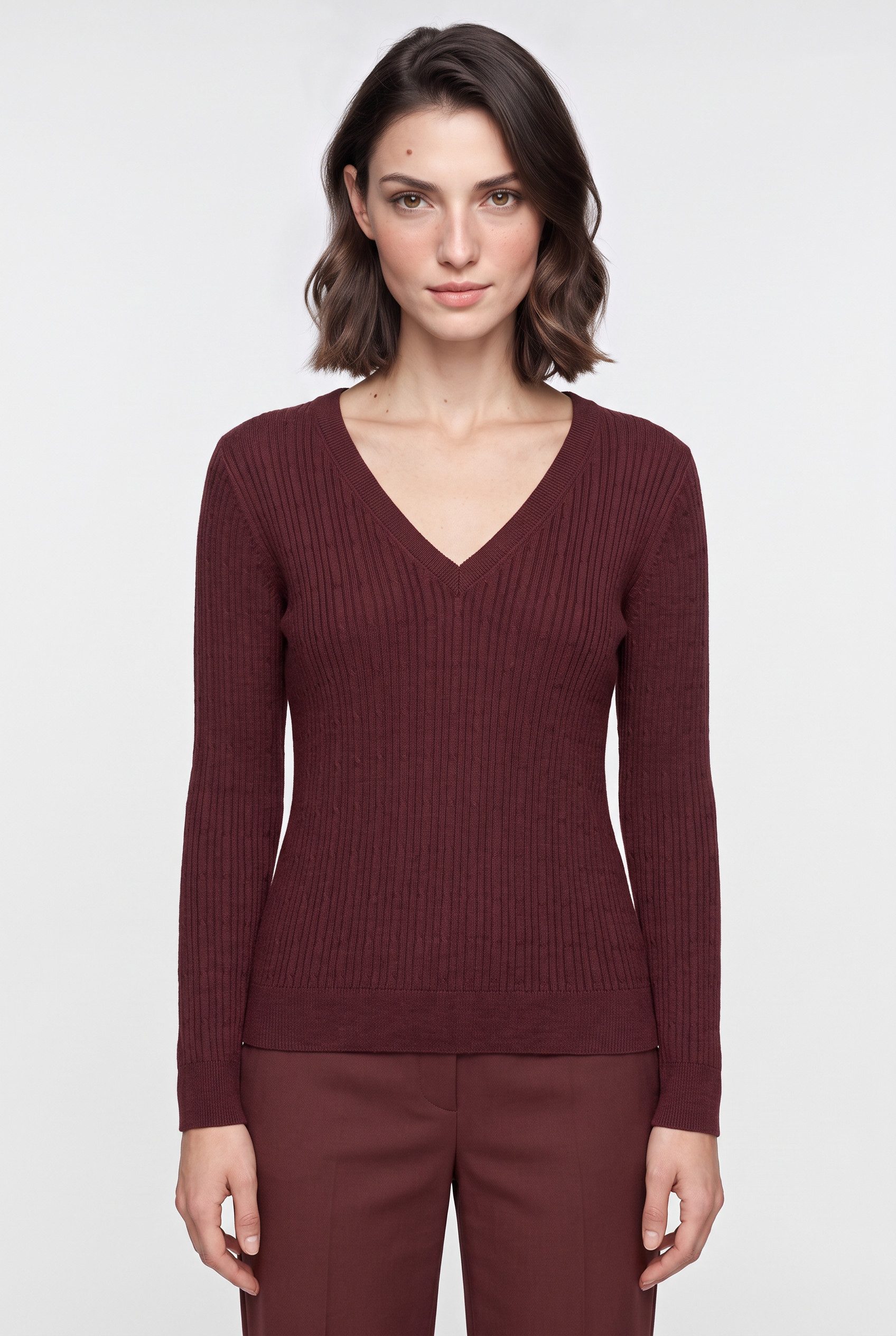 Gant V-Ausschnitt-Pullover MINI CABLE V-NECK mit Kaschmiranteil