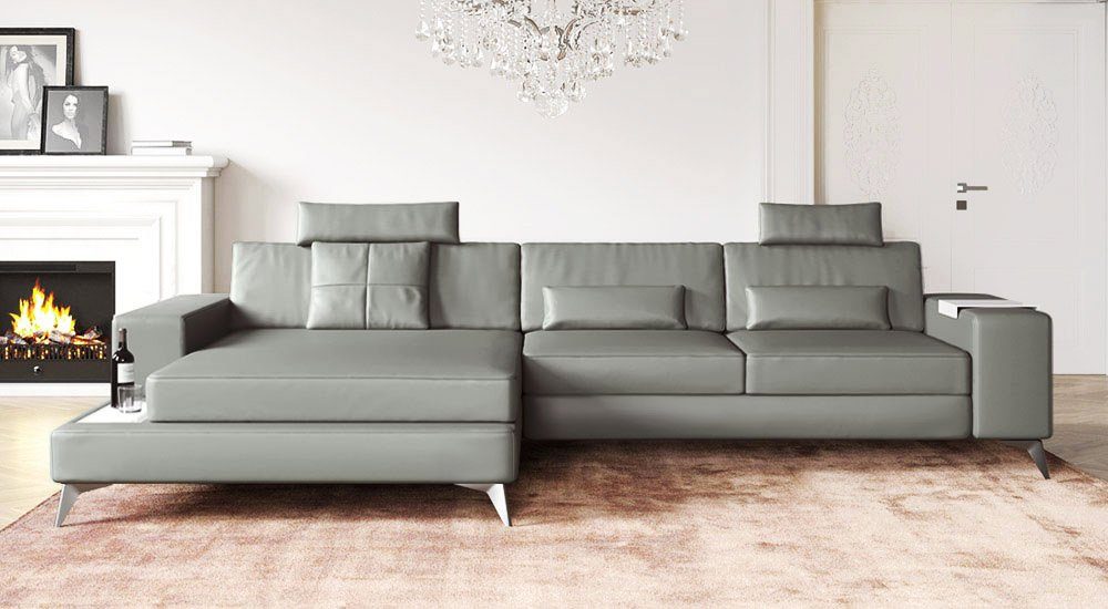 Wohnlandschaft XL Wohnlandschaft taupe in Designsofa Sofa L-Form III« von Made Europe »MÜNCHEN creme LED BULLHOFF BULLHOFF, weiss Leder Leder Couch Eckcouch Ecksofa