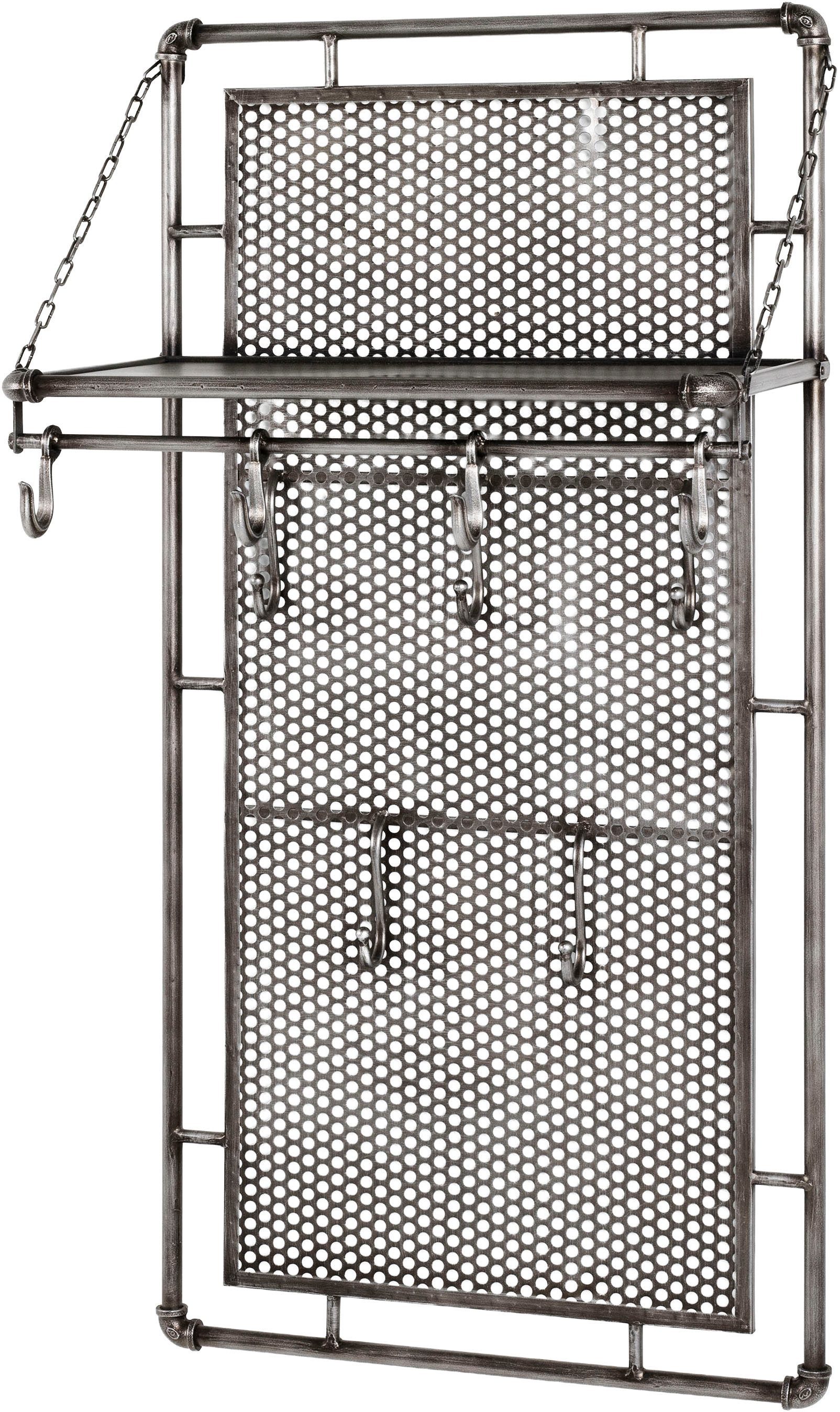 HAKU Garderobenhaken Flurgarderobe, Garderobe, Garderobenhaken, Garderobenleiste, rechteckig - aus Metall Anthrazit - B/T/H 60/35/120 cm
