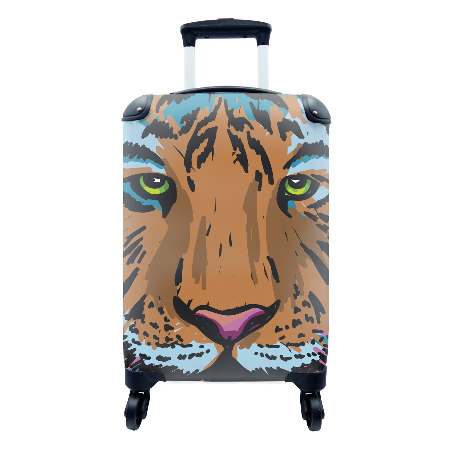 MuchoWow Handgepäckkoffer Tiger - Farbe - Augen, 4 Rollen, Reisetasche mit rollen, Handgepäck für Ferien, Trolley, Reisekoffer
