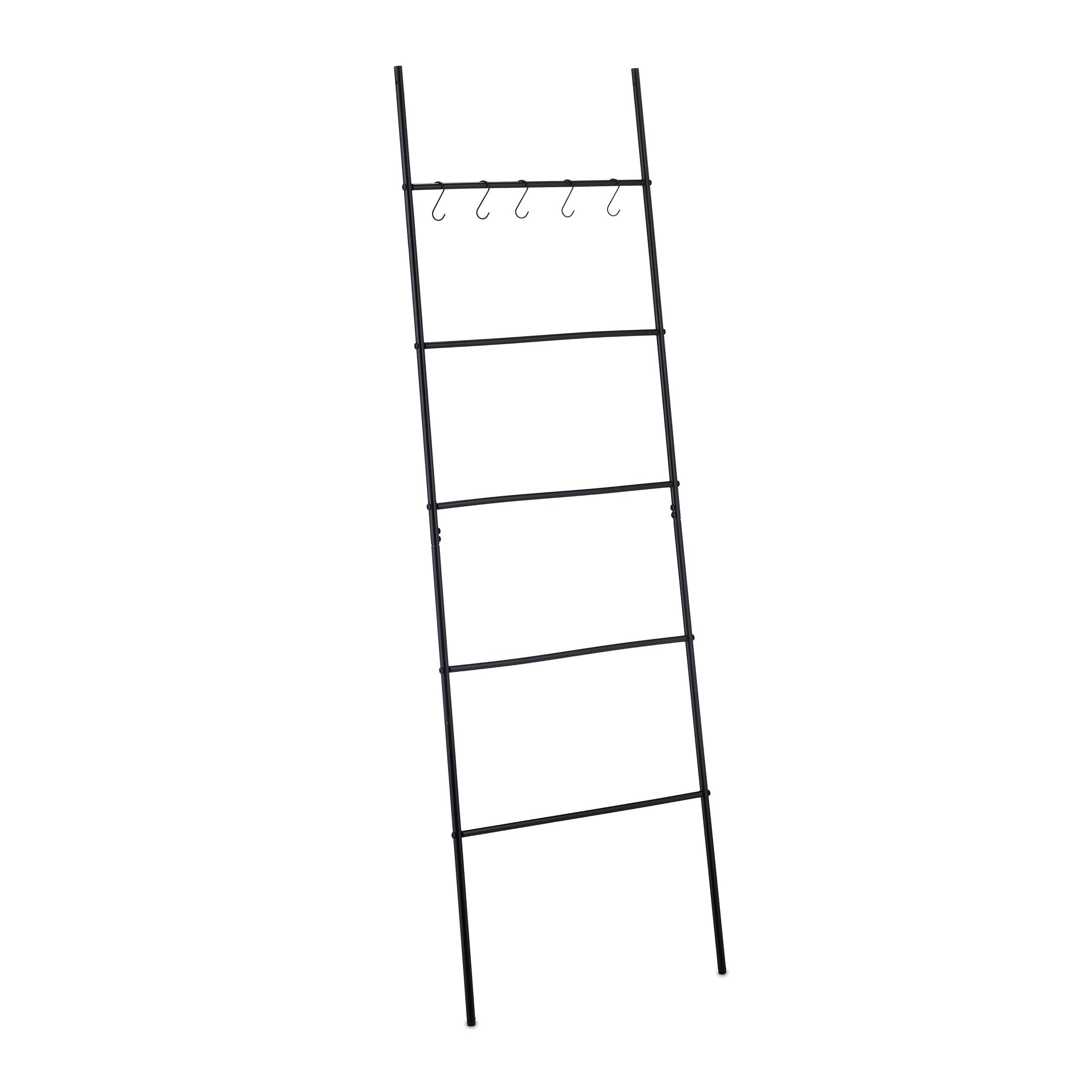 relaxdays Handtuchleiter Schwarze Handtuchleiter mit 5 Sprossen günstig online kaufen