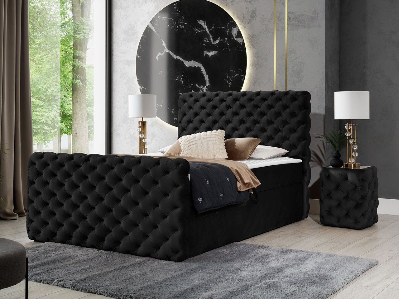 MIRJAN24 Boxspringbett Chesterfield Lux (mit zwei günstig online kaufen