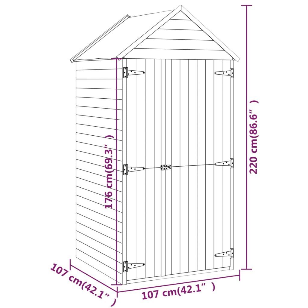 Imprägniert vidaXL Tür Massivholz Gartenhaus Geräteschuppen Kiefer 107x107x220cm