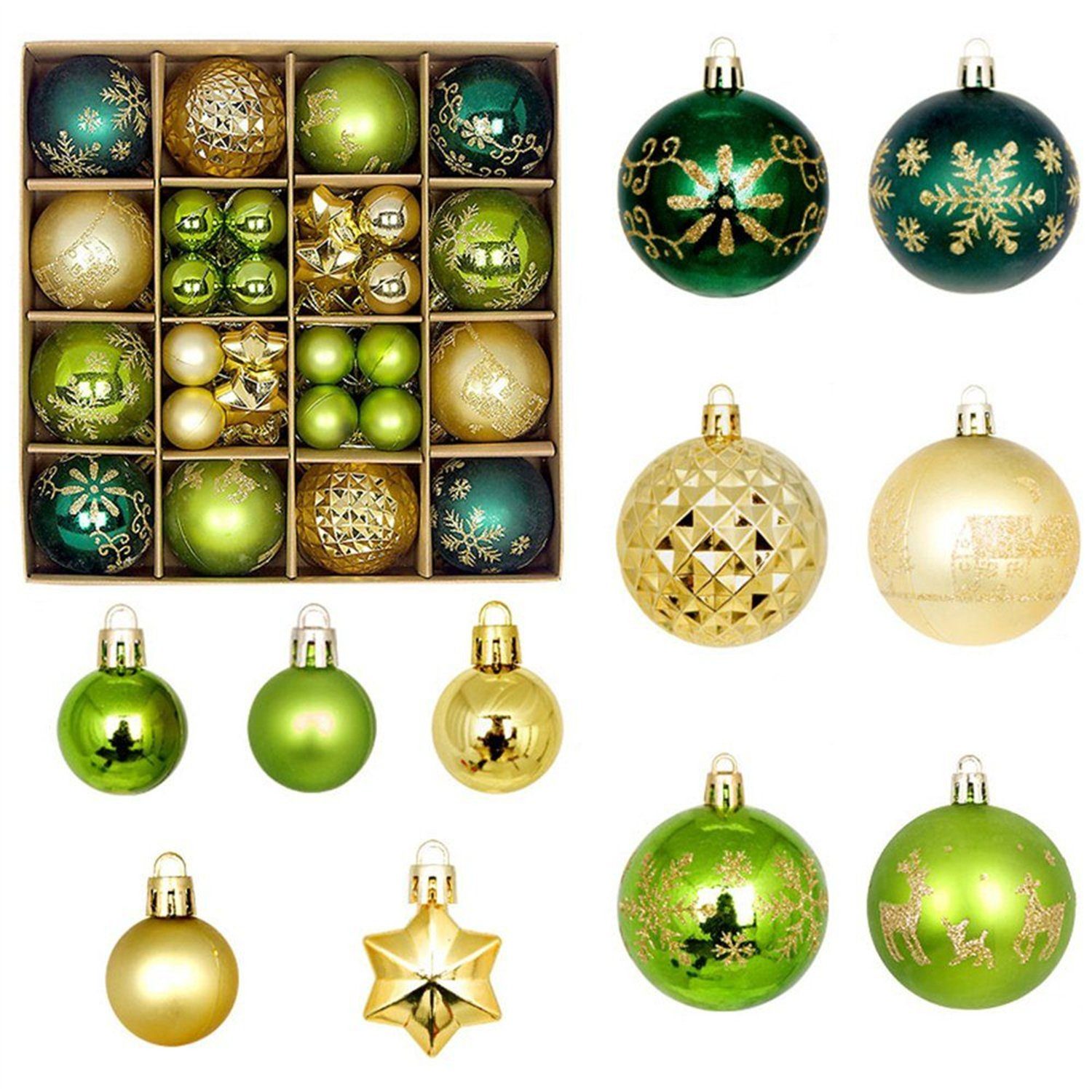 autolock Weihnachtsbaumkugel Weihnachtsbaumkugel 44 Stück Weihnachtskugeln, Ornamente green