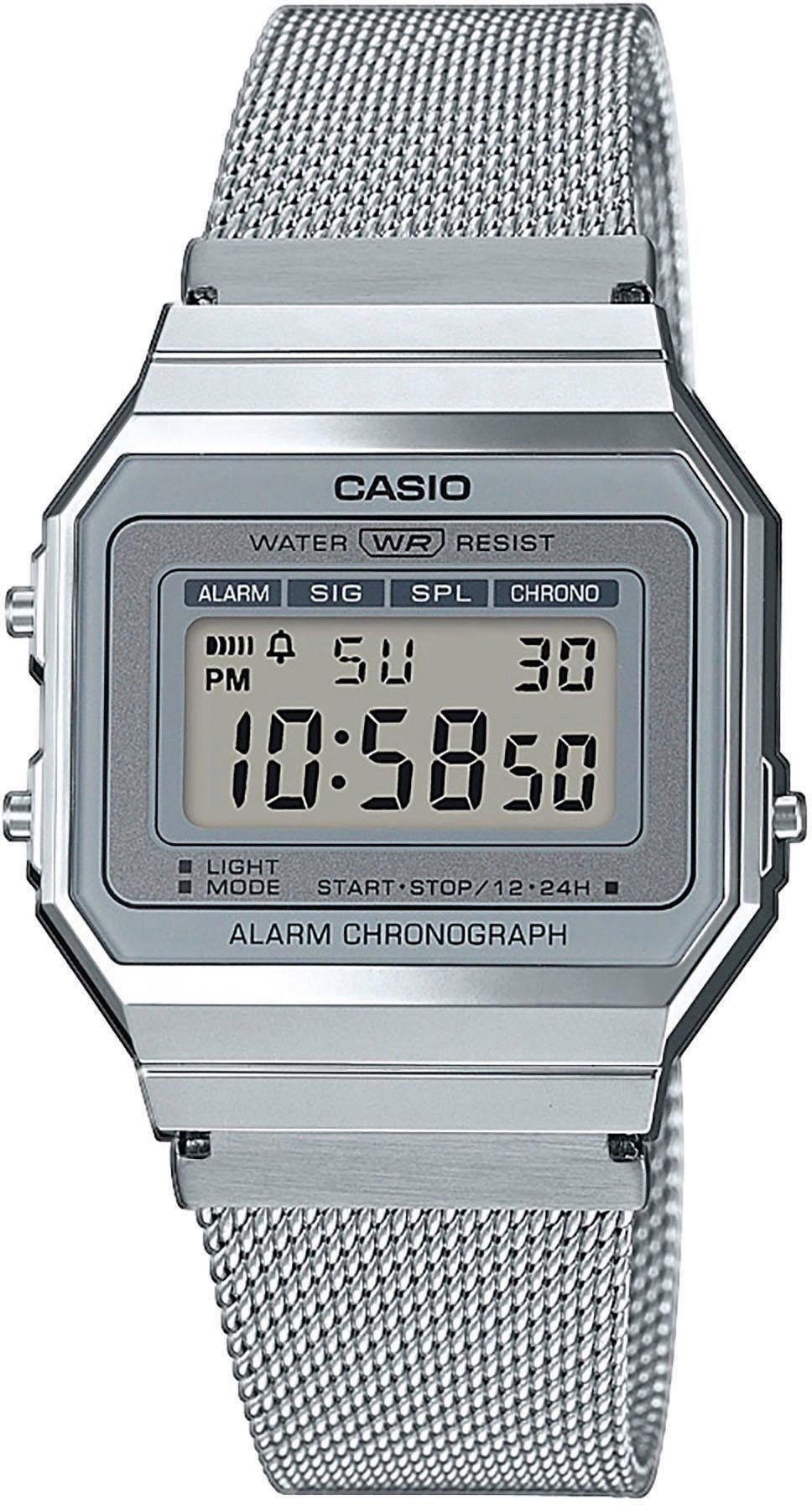CASIO VINTAGE Chronograph A700WEM-7AEF, Quarzuhr, Armbanduhr,Damenuhr,Herrenuhr,Digitaluhr, Edelstahlarmband