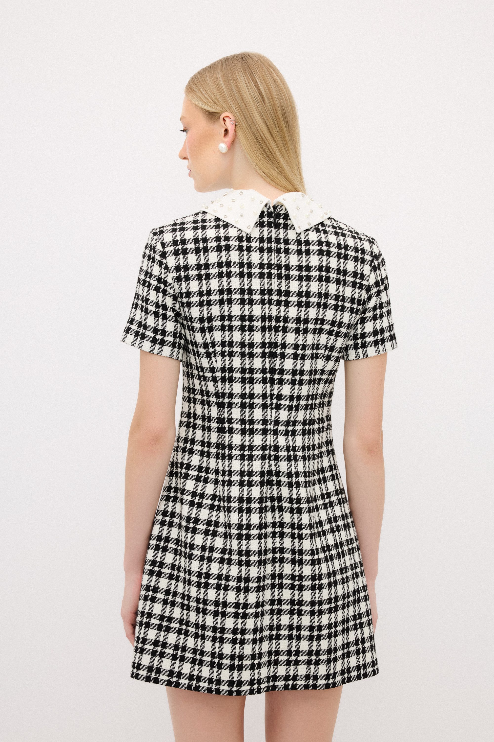 adL Minikleid Tweed-Minikleid mit Peter-Pan-Kragen