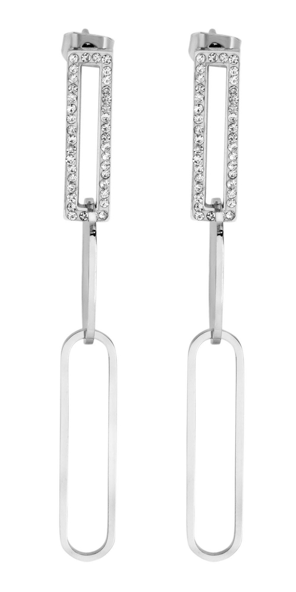 Paar Ohrhänger Ohrringe – Ohrstecker aus Edelstahl mit Strass