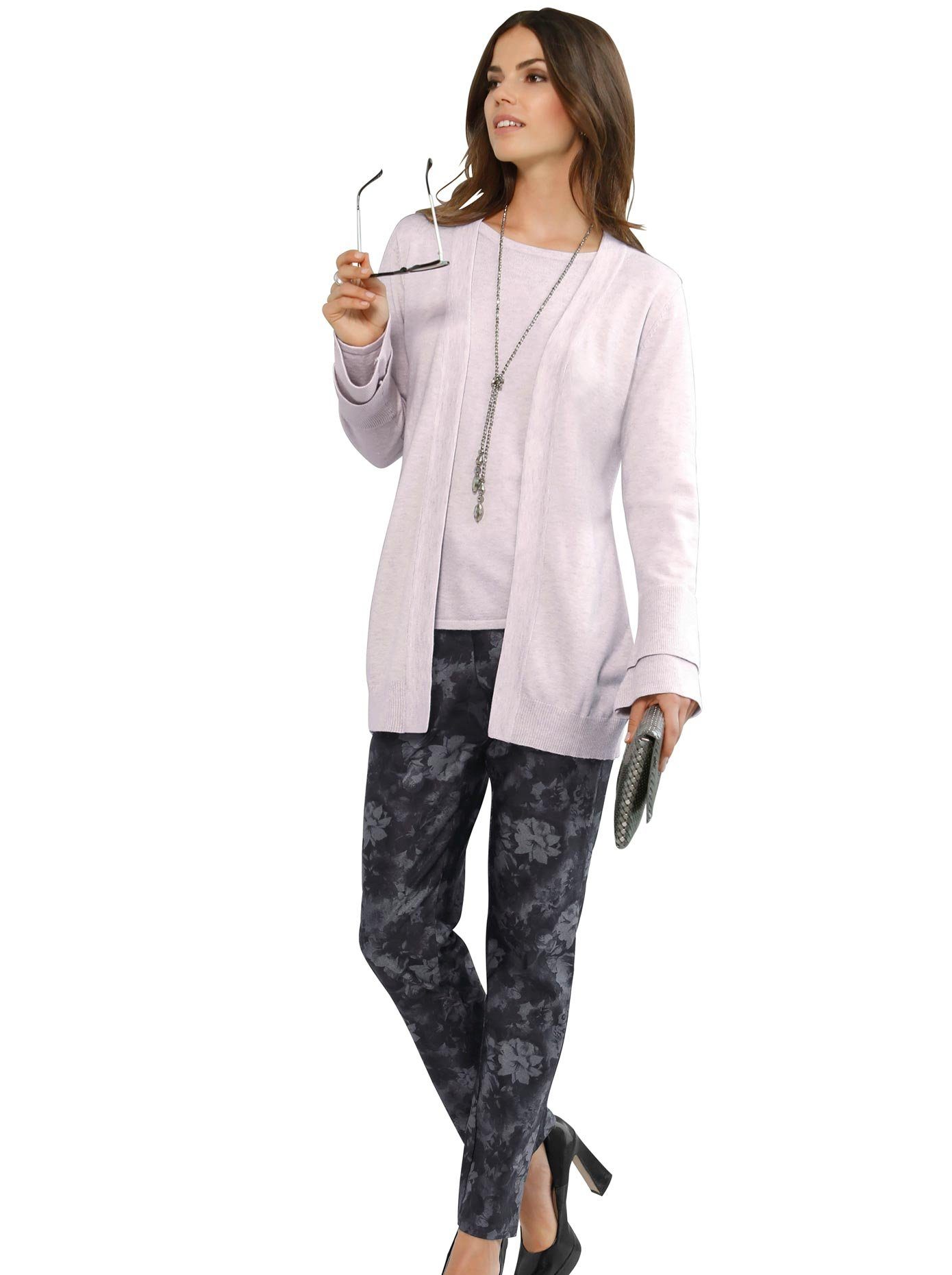Lady Strickjacke Mit Volants Viskose Polyamid Polyester Online