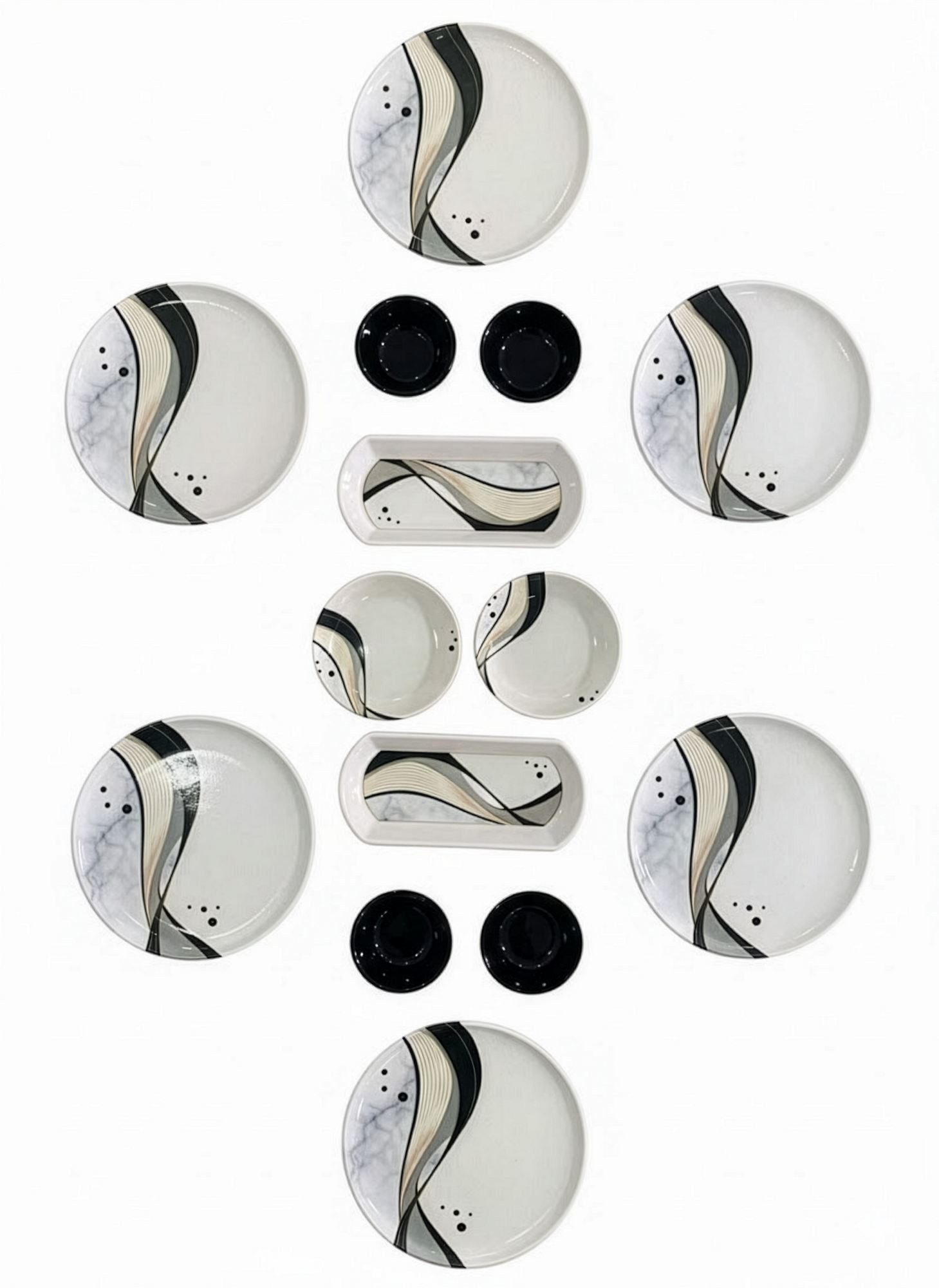 Hermia Concept Frühstücks-Geschirrset Bohemisch (14-tlg), 6 Personen, Keramik, 14-teiliges Set für 6 Personen