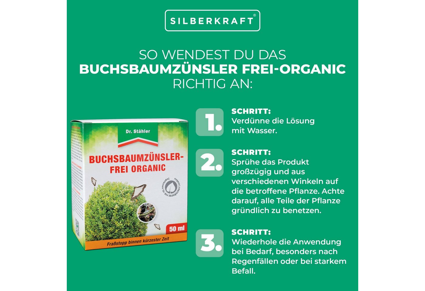 Thumbnail - Silberkraft Pflanzendünger Buchsbaumzünsler-Frei Organic, Flüssigkonzentrat gegen Fraßschäden, 1-St., Buchsbaum, Kartoff...