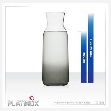 PLATINUX Karaffe Karaffe mit Schwarzem Ombré Effekt, (1 Karaffe), 1L (max. 1130ml) Wasserkaraffe Glaskanne Getränkekaraffe