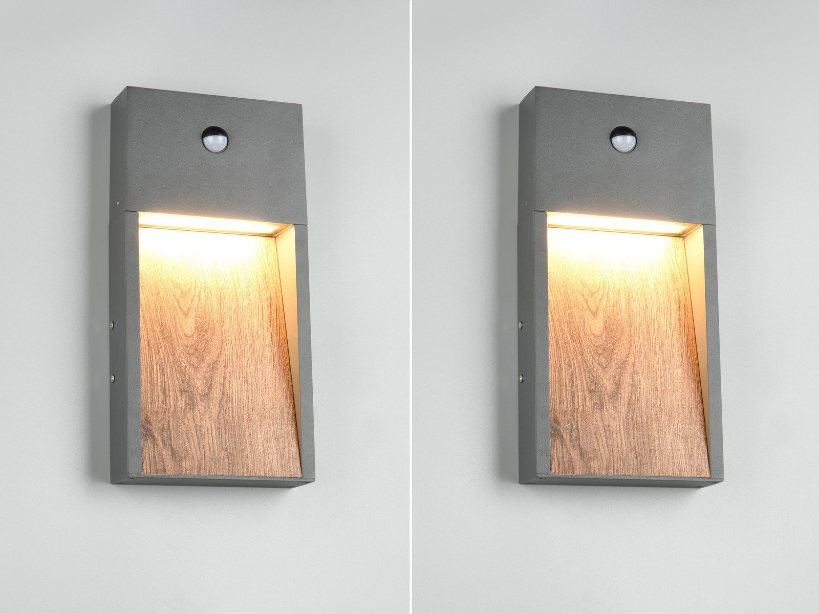 TRIO Leuchten LED Außen-Wandleuchte, Bewegungsmelder, LED fest integriert, warmweiß, 2er Set Fassadenbeleuchtung Hauswand Hausbeleuchtung Außen, Höhe 33cm