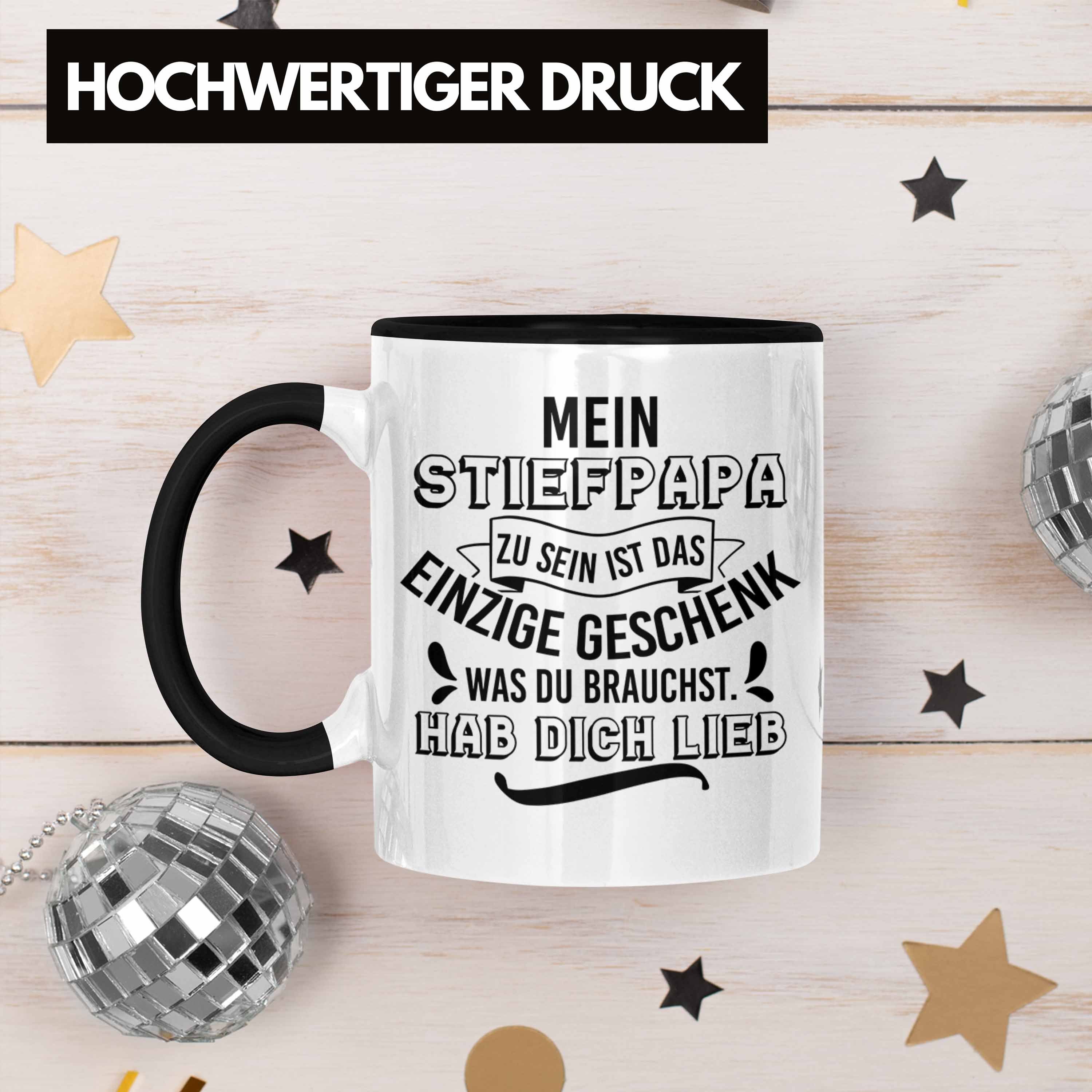 Trendation Spruch Stiefvater Geburtstagsgeschenk Sprüche Geschenk Tasse Stiefpapa - Schwarz Trendation Lustige Tasse Geburtstag Geschenk