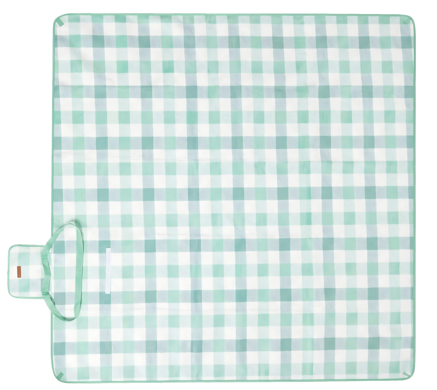 Picknickdecke 200 x 200 cm, mit 4 Erdankern, Campingdecke, für Park, Garten, Strand, SONGMICS, groß, wasserdicht, maschinenwaschbar, faltbar, grün-weiß