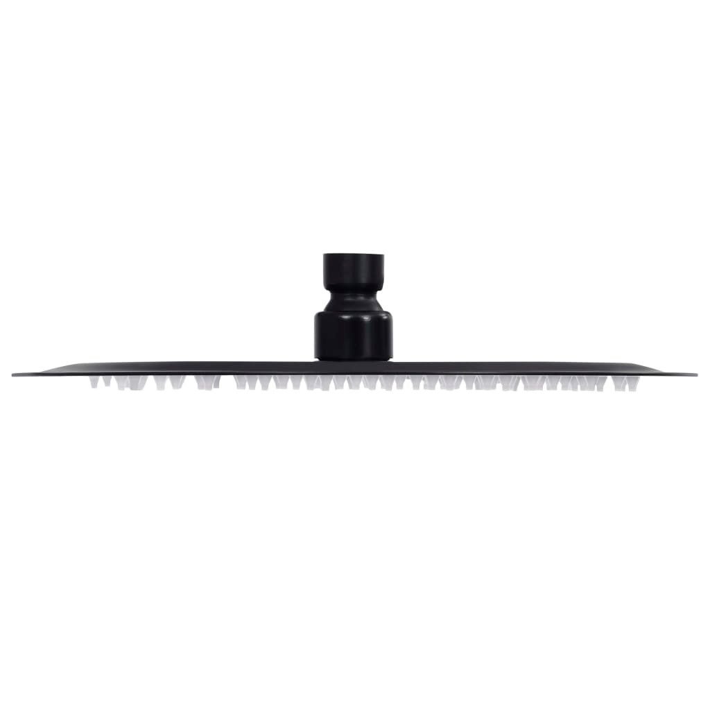 vidaXL Regenduschkopf Regenbrause Edelstahl 25 cm Rund Schwarz, (1-tlg)