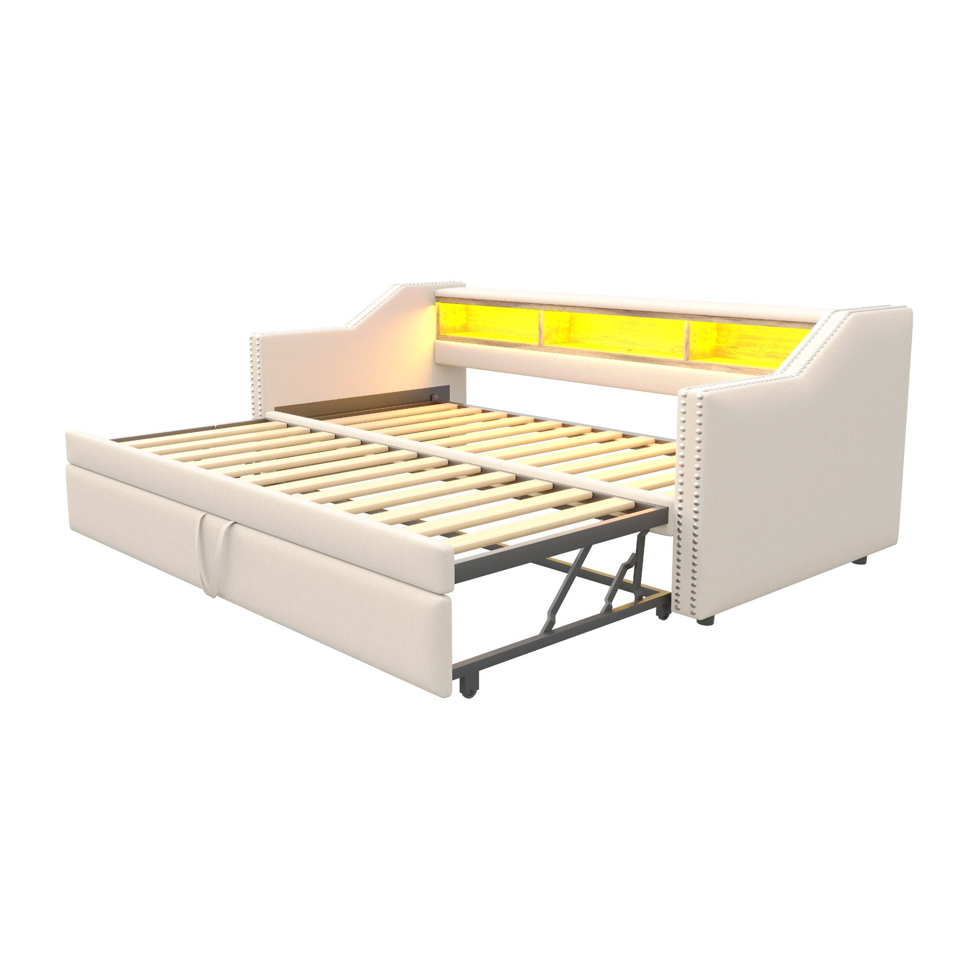 OKWISH Schlafsofa Polsterbett,mit USB-Anschluss, LED-Beleuchtung, Polsterbe günstig online kaufen