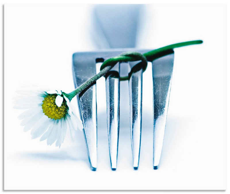 Artland Küchenrückwand Gabel und Blume, (1-tlg), Alu Spritzschutz mit Klebeband, einfache Montage