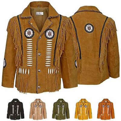 German Wear Trachtenjacke GW958J Herren Westernjacke Lange Reiter Jacke Western-Lederjacke