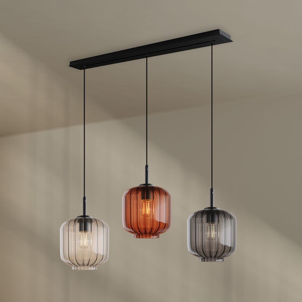s.luce Pendelleuchte Velo Esstischleuchte 3-flg Baldachin 120cm Ø 20cm Mehrfarbig