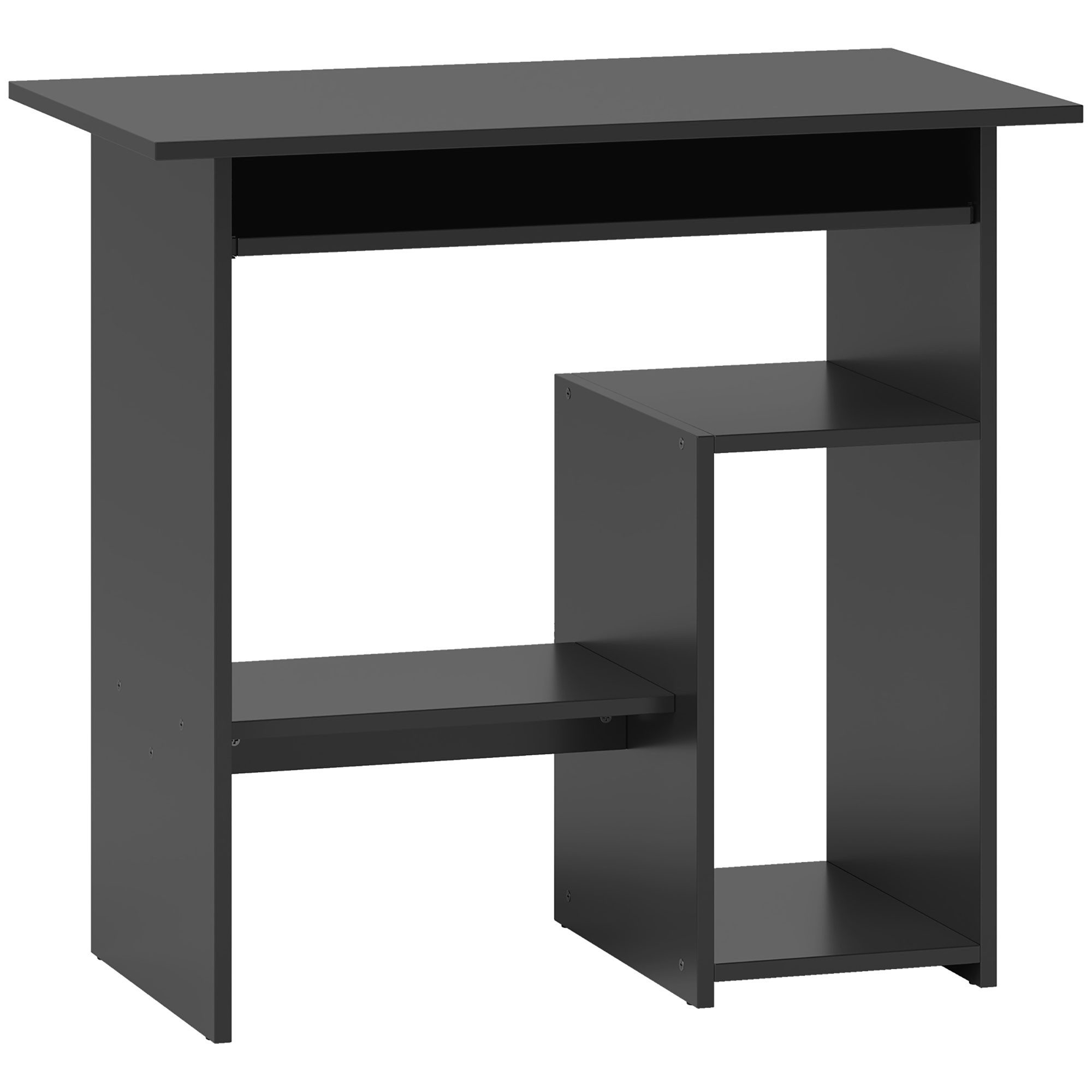 MC Star Computertisch Schreibtisch mit offenen Fächern und Ablageflächen, Bürotisch (Kinderschreibtisch, PC Tisch für Büro, Arbeitszimmer, 80 x 45 x 75 cm, Schwarz)