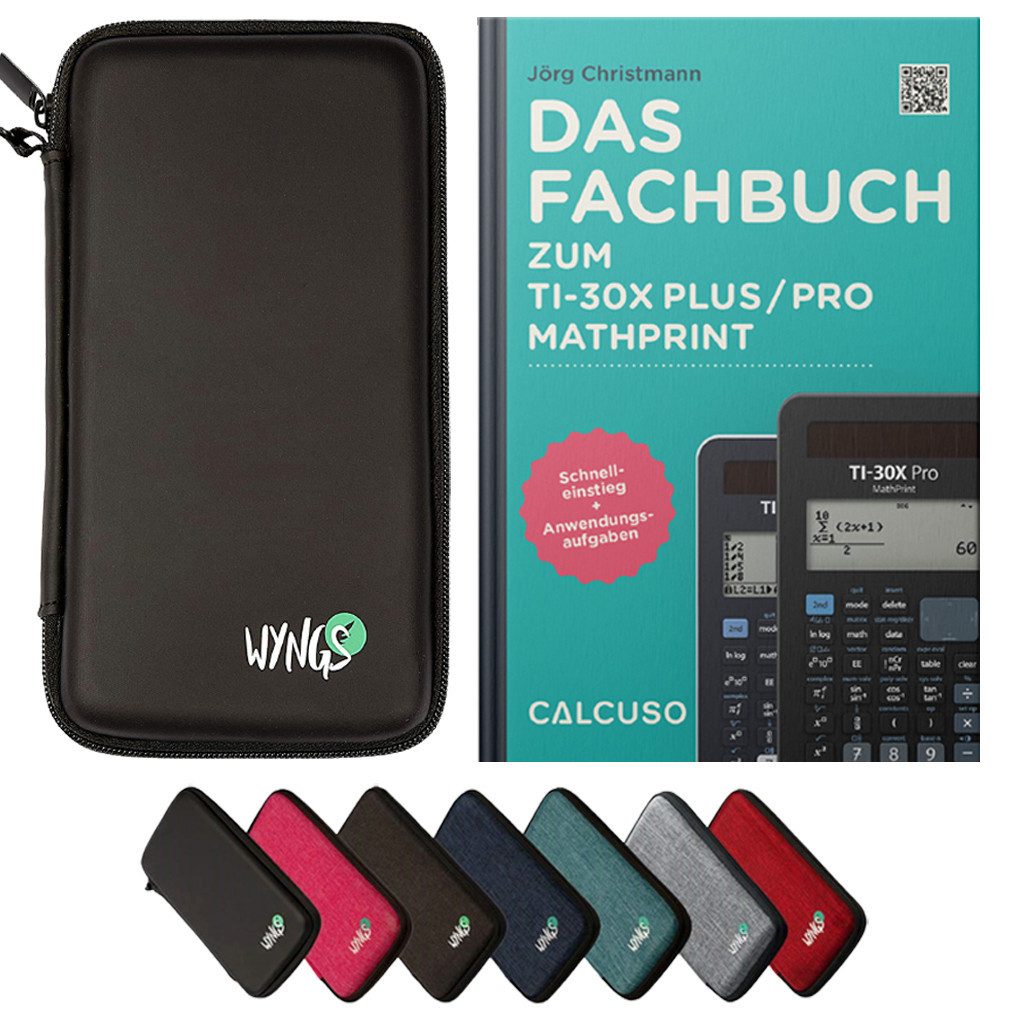 CALCUSO Taschenrechner Zubehör zum TI-30X Plus/Pro MathPrint: Fachbuch & Schutztasche Schwarz