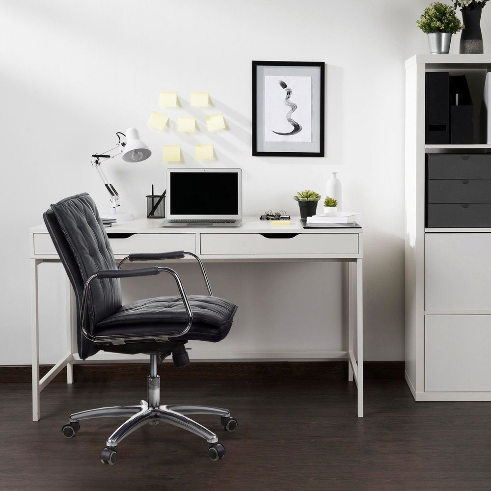 hjh OFFICE Chefsessel Drehstuhl 10 Schwarz Armlehnen, Chefsessel mit Leder ergonomisch Bürostuhl Profi VILLA