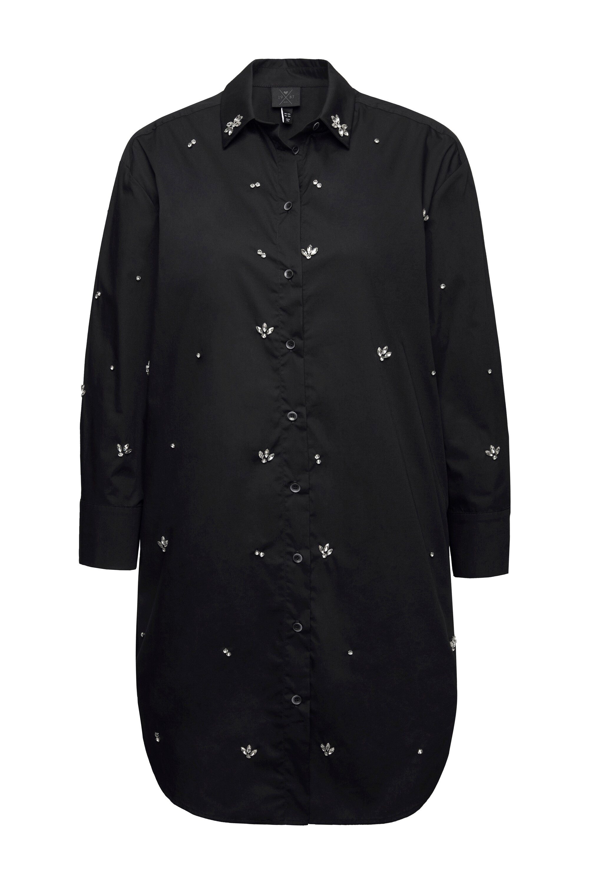 Ulla Popken Hemdbluse Hemdbluse Ziersteine Oversized günstig online kaufen