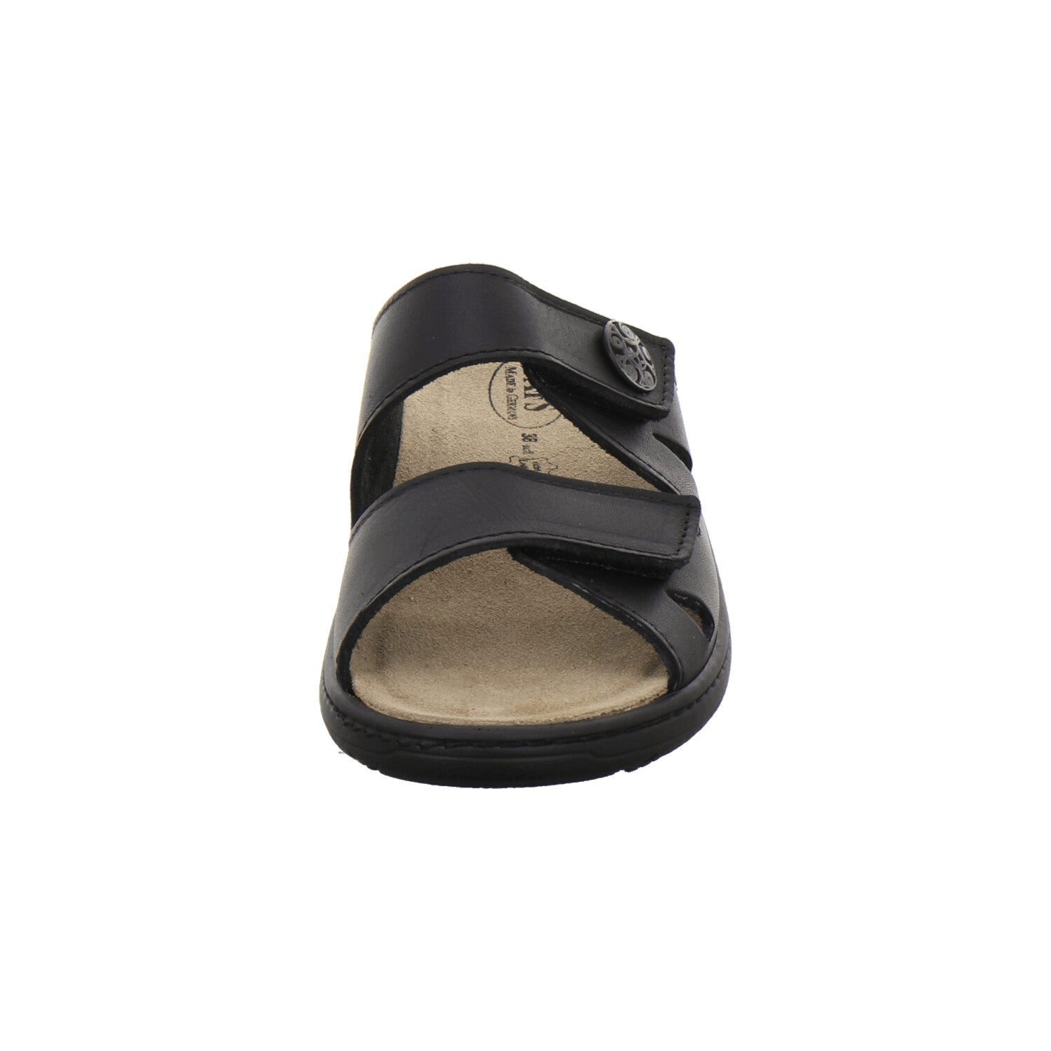 AFS-Schuhe Damen Wechselfußbett Pantolette aus Glattleder mit Klettverschluss und Keilabsatz, Made in Germany – Bild 3 von 5