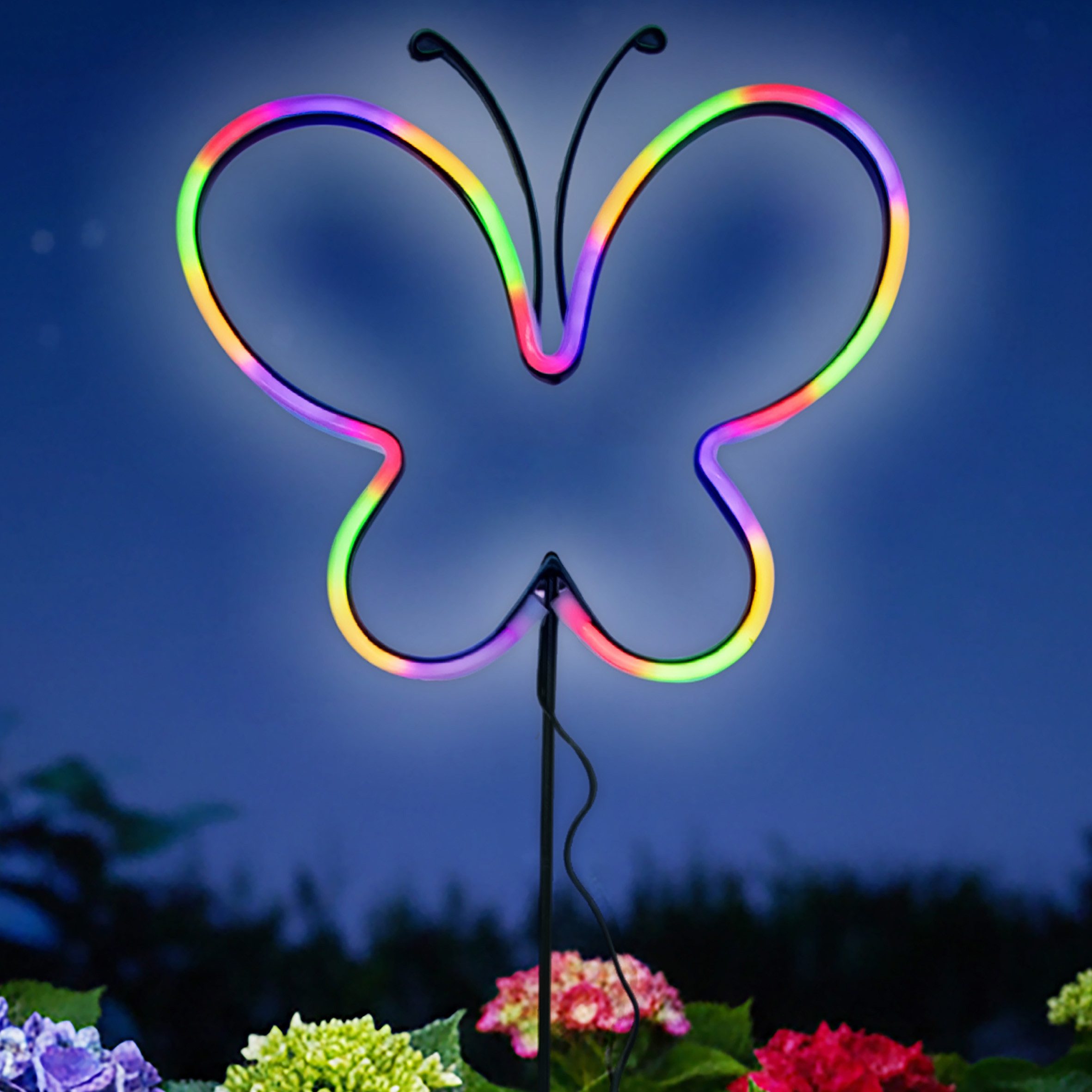 Spetebo Gartenstecker LED Beetstecker Neon Schmetterling mit Timer (Anzahl, günstig online kaufen
