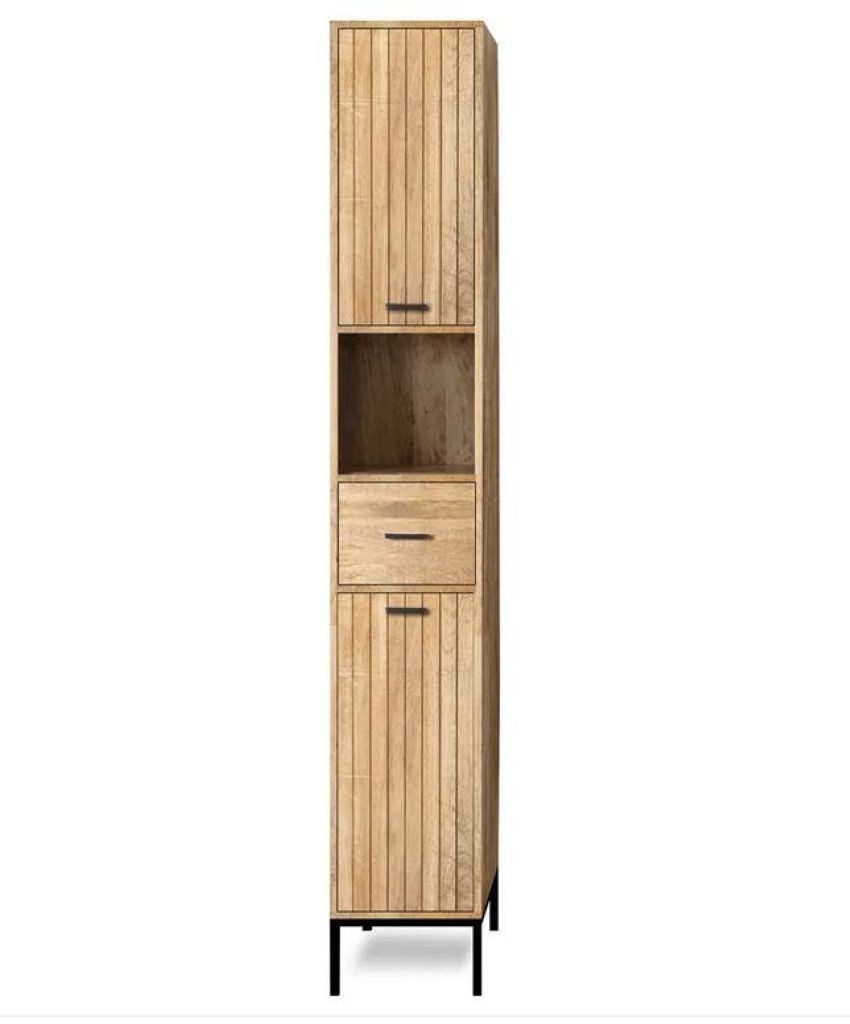 Main Möbel Hochschrank Badhochschrank 30x190cm 'Life' Mango & Metall schwarz