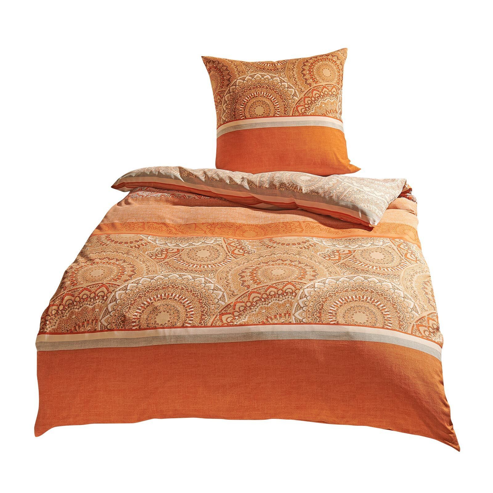 TRAUMSCHLAF Bettwäsche Karlsruhe orange, Mikrofaser, 3 teilig – Bild 4 von 4