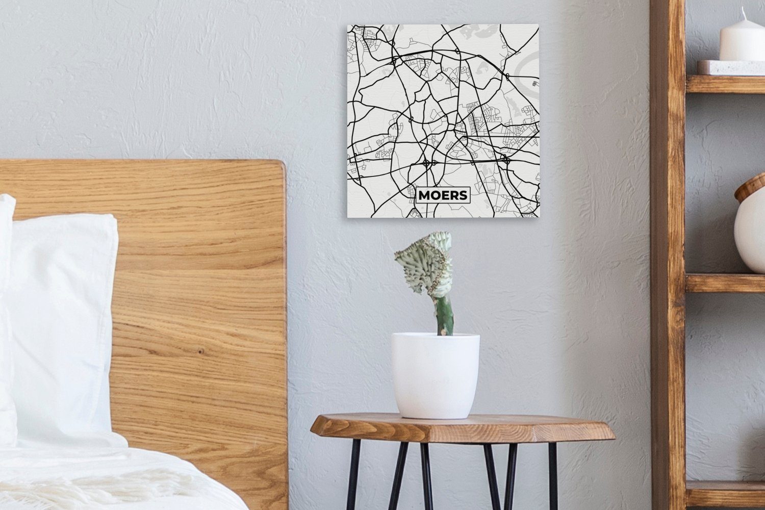 Stadtplan, Karte - (1 - Leinwand Moers für Leinwandbild Bilder OneMillionCanvasses® St), Schlafzimmer Wohnzimmer