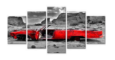 Visario Bild mit Rahmen 2 m x 1 m fünfteiliges Bilderset von Visario auf Leinwand fertig zum Aufhängen/gerahmt, Auto